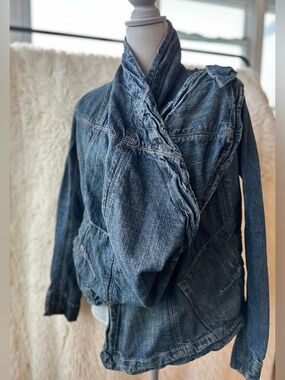 RICK OWENS | SLAB Asymmetrical Denim Wrap-Style Jacket